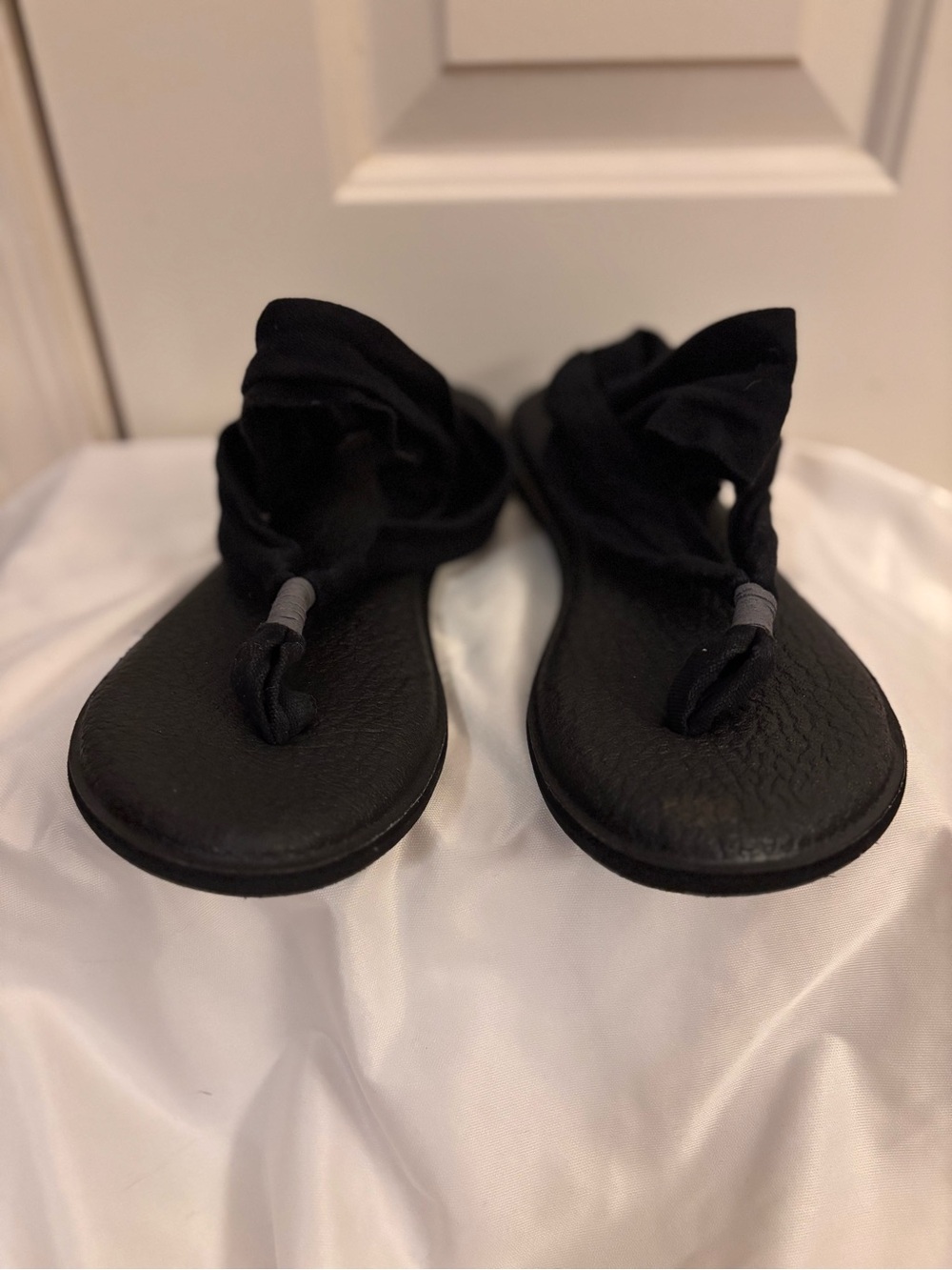 Sanuk Black Women's Sling Sandals with Fabric Wrap